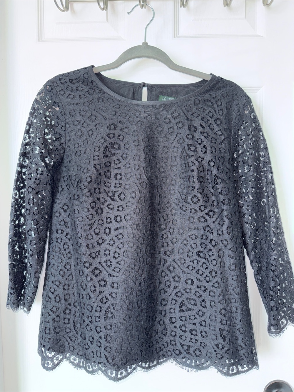 J. Crew Black Crochet Lace Top